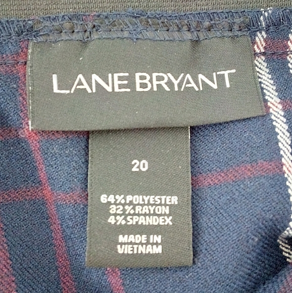 Lane Bryant Window Pane Plaid Zipper 20 Elastic Waist Skirt Navy Red - Picture 3 of 7